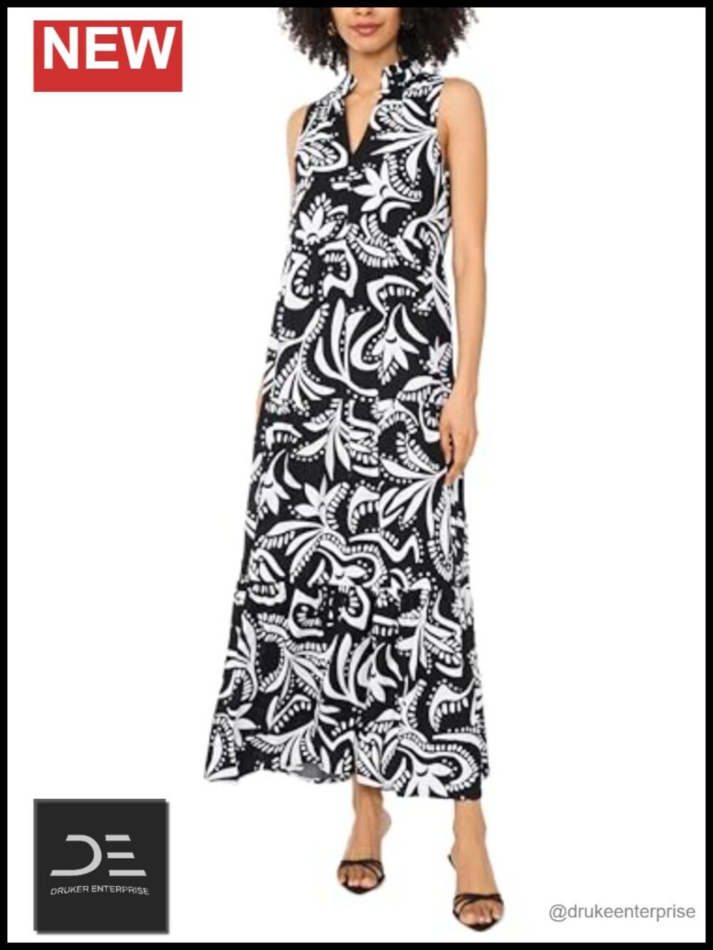 V-Neck Sleeveless Tiered Maxi Dress A-Line Floral Casual